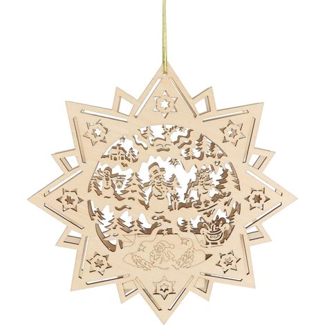 LED-Holzstern 30cm Leuchtstern Weihnachtsstern Weihnachtsdeko Fensterdeko Advent - Schneemann (1/2)