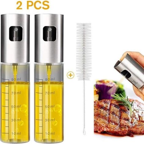 ChangM Vaporisateur d\'huile 2PCS 100ML ,Vaporisateur Huile Pulvérisateur d\'huile d\'olive, en Acier Inoxydable et Verre Bouteille (1/4)