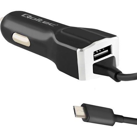 Cargador de coche Qoltec de 12-24 V  17 W  5 V  3,4 A  Cable USB + Micro USB (1/3)