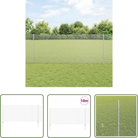 Gartenzaun - Zaun mit Pfosten Silber 1 x 10 m Stahl (1/5)