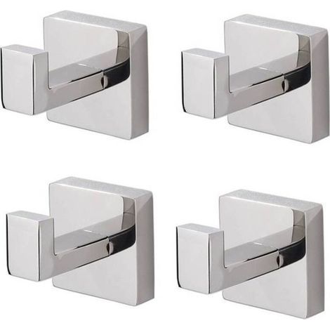 Set mit 4 Handtuchhaken fürs Badezimmer, quadratische Kleiderhaken aus Edelstahl für Handtücher, Mäntel, Kleider, Schränke und Türen