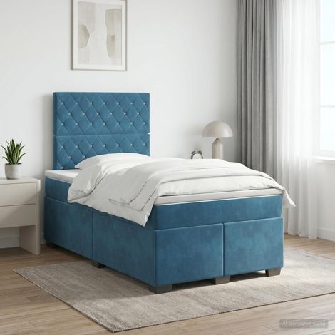 vidaXL Lit boxspring avec matelas Bleu 120 x 190 cm Velours (1/5)
