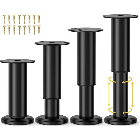 Wlrrcwdttc 4 Stück verstellbare Möbelfüße aus Metall, 12–20 cm (4,72–7,87 Zoll), verstellbare Schrankfüße für Sofa, Bett, Stuhl, Couch, Kommode und Tisch, robuste Ersatz-Bettbeine für Bettgestell und (1/5)