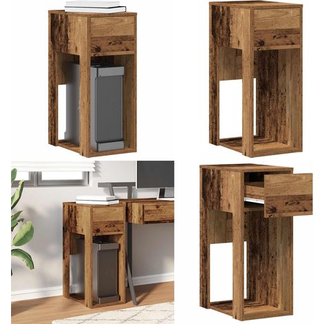 vidaXL Support de tour d'ordinateur avec tiroir vieux bois 30x44x74 cm (1/5)