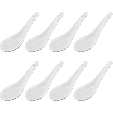 Cuillère Céramique - 8 Pièces - Cuillère à Soupe et à Café - Adaptée Micro-ondes Lave-vaisselle Four Réfrigérateur - Blanc (1/5)