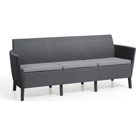 Dmora - Divano da esterno Winnipeg, Sofà da giardino, Divanetto outdoor, Divano per terrazzo, 187x67 h76 cm, Antracite
