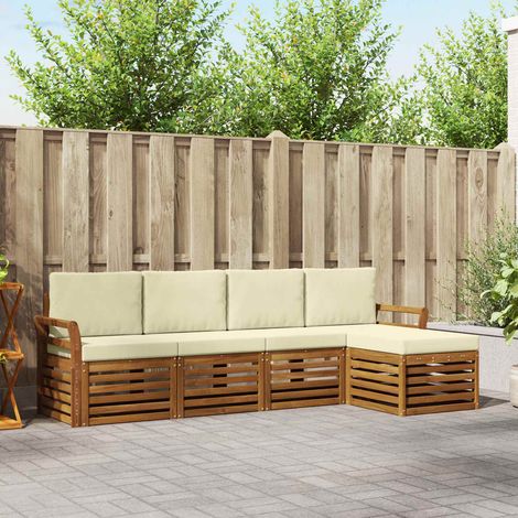 Sofagarnituren 5 pcs Natur und Creme Massivholz Akazie (1/5)
