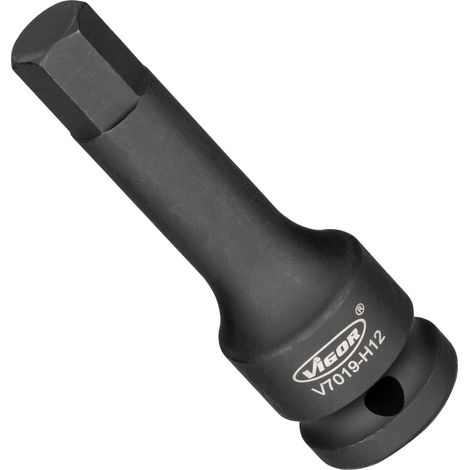 VIGOR Schlagschrauber Schraubendrehereinsatz, 1/2 (12,5 mm) Vierkant hohl, Innen Sechskant Profil, SW 12 mm (1/2)