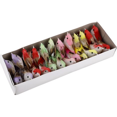 Simulation d'oiseau, 24 pièces, Mini décoration en mousse artificielle colorée, exquise et réaliste, pour la décoration de la maison de noël (1/5)