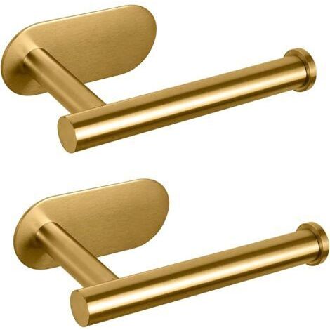 Lot de 2 Porte-Rouleaux de Papier Toilette dorés Autocollants en Acier Inoxydable épais de qualité supérieure,Colle antirouille,Pas de perçage nécessaire,Convient pour Salle de Bain, Cuisine (1/5)