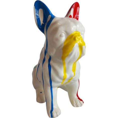 Figurita decorativa de un bulldog francés blanco