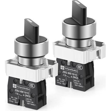 Sélecteur rotatif à 2 positions avec verrouillage, 1 contact NO, 600 V, 10 A (1/4)