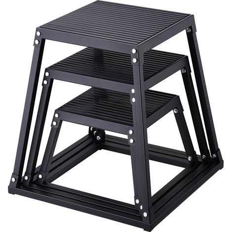 Boîte de Pliométrie 3PCs 305/458/609 mm de Haut Plateforme Pliométrique Charge 227 kg Boîte à Saut Musculation Fitness Crossfit pour Entraînement Pliométrique Pompes Squats Gym Domicile Noir (1/5)