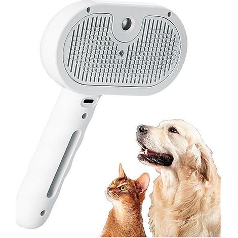 Brosse vapeur pour chat 7,87 x 4,53 x 2,76 pouces, nettoyage et massage doux, blanche (1/5)