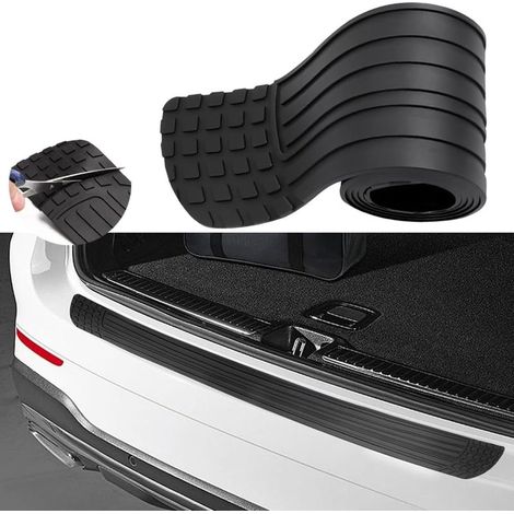 1 pièce Bande de protection de coffre, caoutchouc PVC souple, antidérapante avec rainures 3D, ajustable par découpe, pour pare-chocs arrière de voiture (1/5)