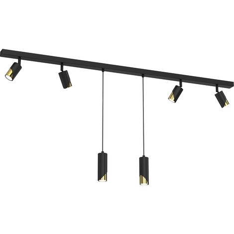 Barre 150cm noir-or 6 spots GU10 Shift Luminex 15W