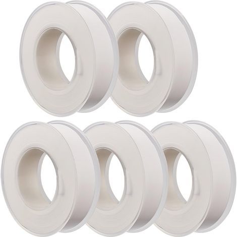 Blanc, 5 rouleaux 15 mm x 15 m ruban PTFE plastique industriel Téflon fileté plombiers ruban d'étanchéité étanche et anti-fuite tuyau domestique pommeau de douche tuyau d'eau
