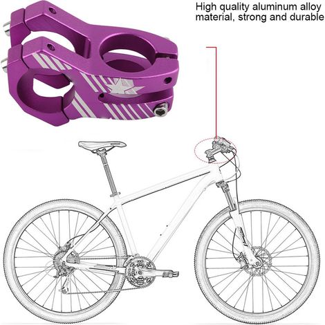 Tige de potence VTT 31,8mm aluminium résistante pour vélo tout-terrain, couleur violette
