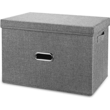 Panier de rangement pliable en lin avec couvercle et poignée amovibles panier de rangement cubique lavable (petit format) (1/5)