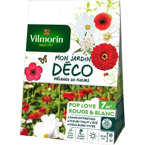 Vilmorin 5970107 Mélange de fleurs 7 m² - Pop Love (Mélange aux tons rouges et b (1/2)