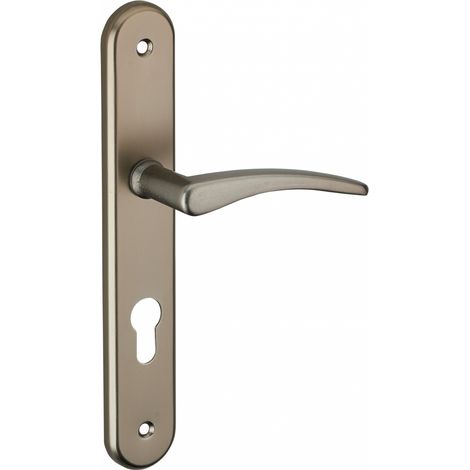Thirard – Ensemble de poignées pour porte d'entrée Vesta – Aluminium nickelé satiné – Entr'axes 195mm – Carré 7mm pour cylindre