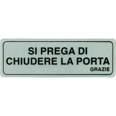 Targhetta adesiva si prega di chiudere la porta - 15x5 cm - 10 pz