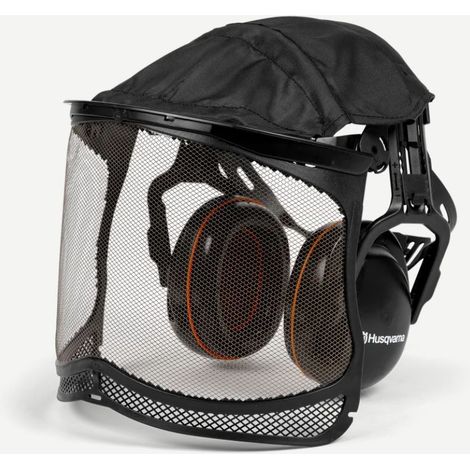 HUSQVARNA Schutzkopfhörer mit Ultra Vision Netzvisier und Abdeckung