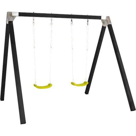 Plus Luxus Schaukelgestell inkl. 2 grüne Schaukelsitzen schwarz Spielhäuser & Spieltürme (1/3)