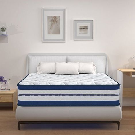 Matelas 140x200 cm - Ép 25 cm, 7 Zones - soutien parfait, Hybride - Ressorts Ensachés + Mousse mémoire de Forme, Très Durable (1/5)