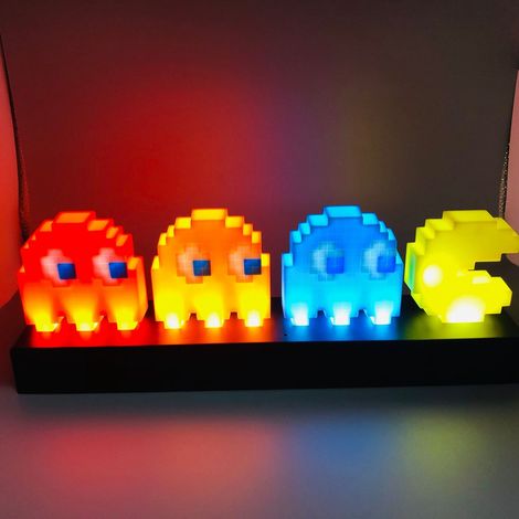 Lumière d'ambiance Pac-Man USB avec capteur sonore, veilleuse musicale changeant de couleur, lampe de bureau rythmique pour jeux (1/5)