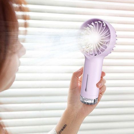 Mini ventilateur brumisateur : Ventilateur portable rechargeable USB de 16,9 cm, léger et en plastique, idéal pour les voyages et la salle de sport en extérieur. (1/5)