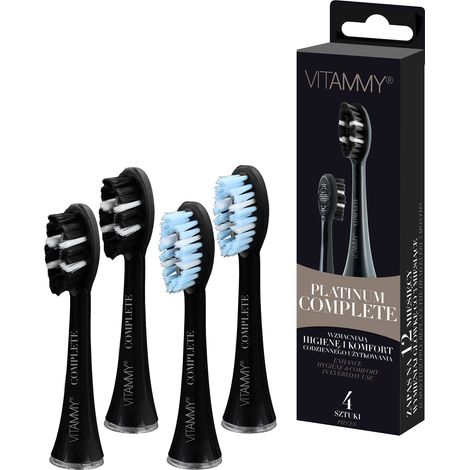 Cabezales de cepillo de dientes sónico VITAMMY PLATINUM COMPLETE, negros, 4 unidades (1/5)