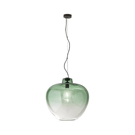 Suspension En Verre Soufflé 10S46667 Ve, Design Moderne, Finition Vert Miroir Dégradé Et Structure En Métal Noir Mat, E27 - Marque Perenz. (1/3)