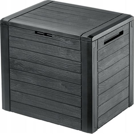 KADAX Gartenkiste, Aufbewahrungsbox aus Kunststoff, 140L, Anthrazit