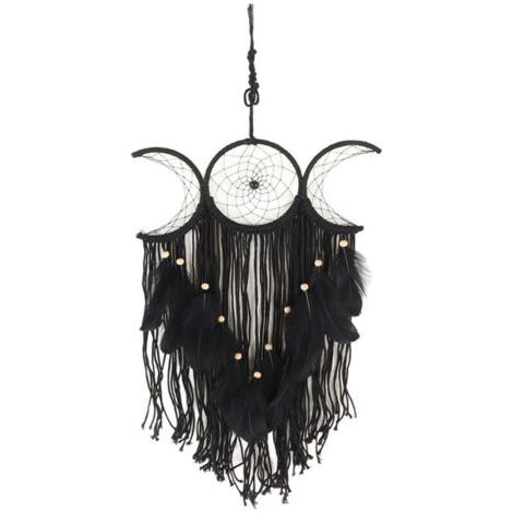 BUNTHAUS Attrape-rêves tissé à la main, décoration murale minimaliste pour salon, bureau, café, chambre, noir (1/5)