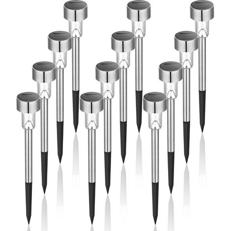 12-teiliges Set Solar-Gartenleuchten, wasserdichte Edelstahl-Solarleuchten, ideal für Terrassen, Rasenflächen, Gärten und Höfe, Fei Yu (1/5)