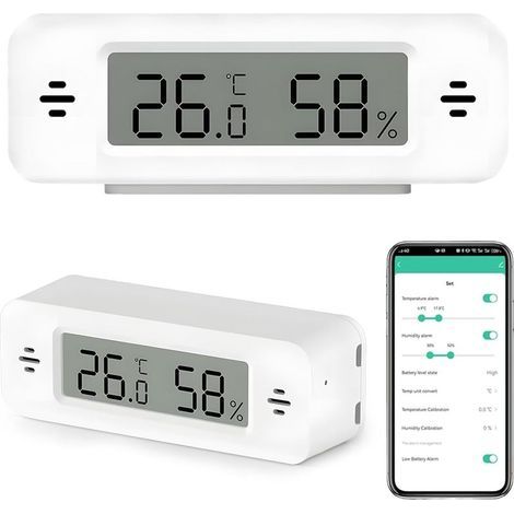 digitales WLAN-Thermometer und Hygrometer für den Innenbereich mit App, intelligente Temperatur- und Feuchtigkeitsüberwachung über WLAN, kompatibel mit der Tuya-App