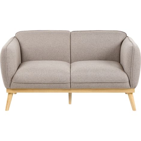 2 Seater Sofa Light Brown Fabric Easy Clean Wooden Tapered Legs Couch for Two Loveseat LJUNG