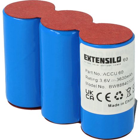 EXTENSILO Akku Ersatz für Wolf Garten RV-E6 für Rasenmäher (3600mAh, 3,6V, NiMH)