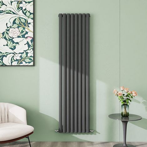 AICA 1800x472mm Anthracite Vertical Designer Radiator Single Oval Column Heating UK