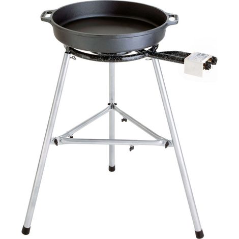 Paella World Gusspfannen-Set 2 mit Brenner und Paella-Pfanne aus Gusseisen Ø 40/50 cm