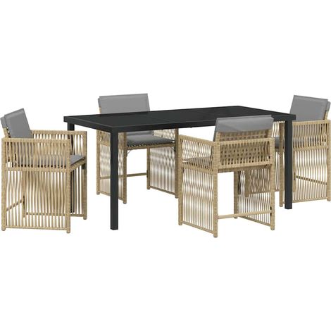Ensemble de salle à manger pour jardin 5 pcs,Salon de jardin Beige polyrotin CFW84305 (1/5)