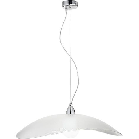 Lampada a Sospensione MELVIN 64cm in Vetro Serigrafato e Metallo Cromato, Attacco E27, IP20, Design Elegante per Interni - Rossini Group