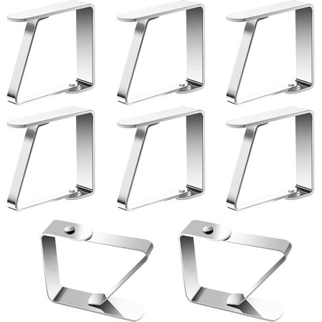 8 Pinces à nappe, Acier inoxydable, Anti-glissant, Ajustable, Pour extérieur, Jardin, Restaurant, Mariage (1/5)
