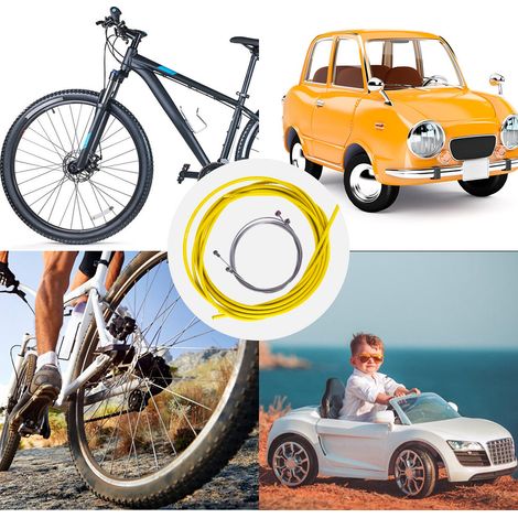 Kit de câbles de frein et dérailleur pour vélo avec gaines de protection - Accessoires vélo (jaune)