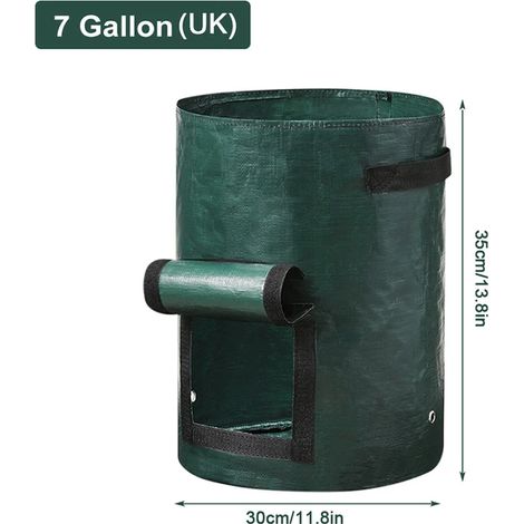 Sacs de culture pour plantes (7 gallons - 30 x 35 cm) en PE avec poignée, sacs de culture épais pour légumes, pommes de terre et oignons, pots de jardin d'extérieur (1/4)