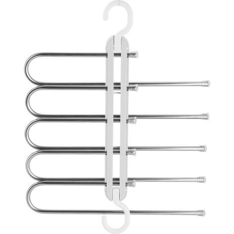 Cintre à pantalons pliable - Acier inoxydable et PP - Rotatif 360° - Gain de place - Charge 20kg (1/5)