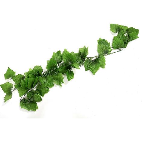 Décoration murale pour mariage ou fête à domicile : guirlande de feuilles artificielles vertes en plastique (lot de 5), 2,4 m (7,9 pi), 5 pièces (1/4)