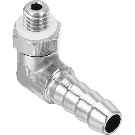 Tuyau Barbillon Raccords - 90 Degré Coude Nickelé 6mm Barbelé Tuyau Connecteur avec Tuyau Appliquer au Gaz (M6x1 Mâle Filetage) (1/5)