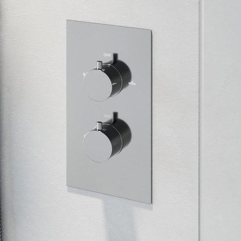 Concealed Shower Valve Thermostatic Twin Outlet Chrome Dual Control (1/3)